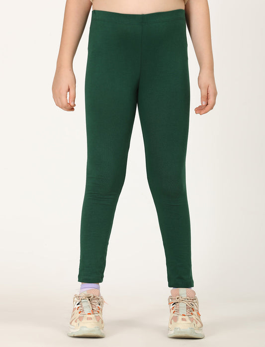 Zion girls 4 way Stretachable Cotton Lycra Ankle Length Leggings - Green