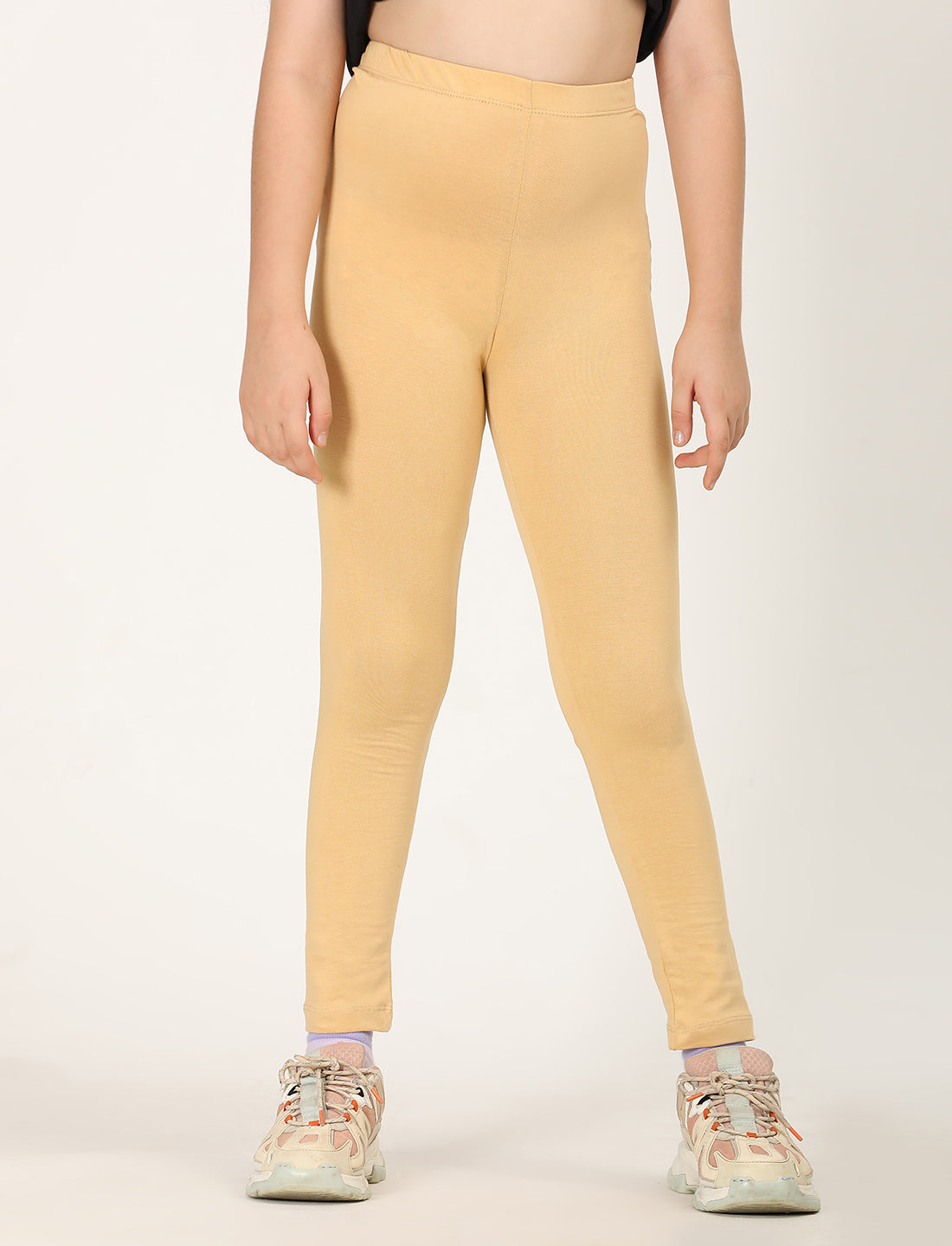 Zion girls 4 way Stretachable Cotton Lycra Ankle Length Leggings - Nude