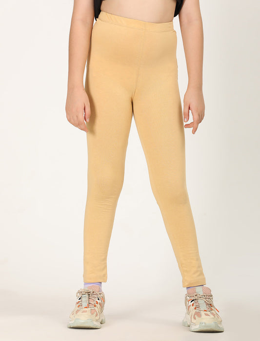 Zion girls 4 way Stretachable Cotton Lycra Ankle Length Leggings - Nude