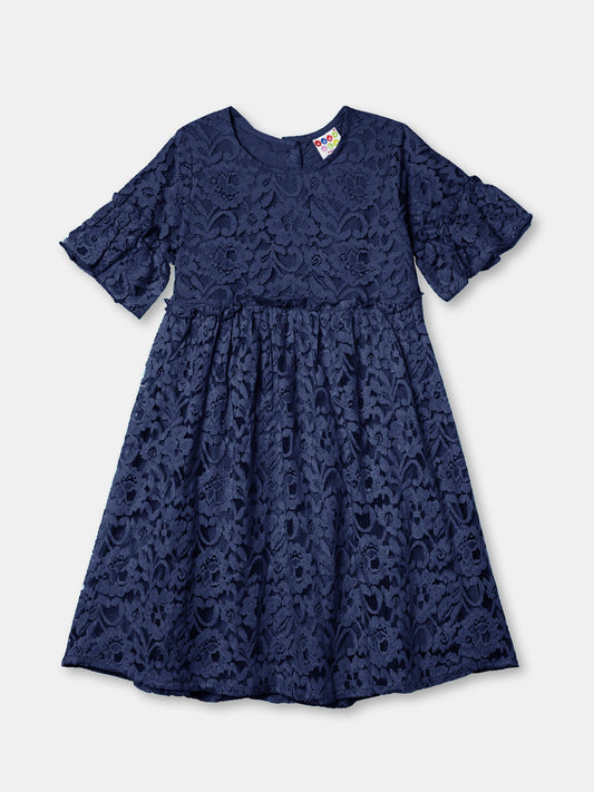 Zion Girls Tulle Dress with Sequined Yoke and Handkerchief hem - Silver