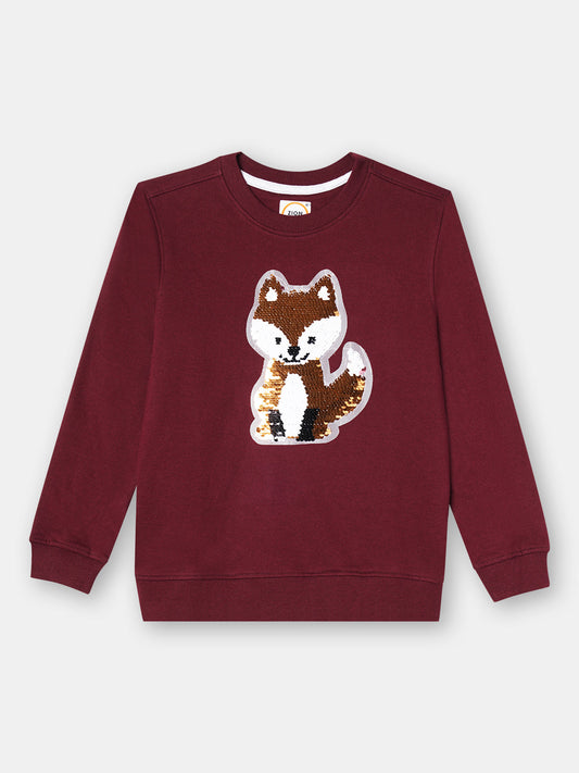 Zion Boys Sweatshirt with Reversible Sequin Embroidery-Maroon
