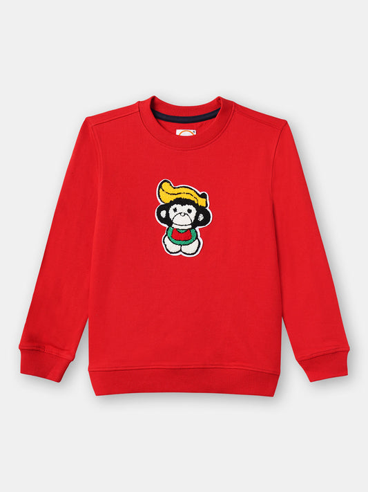Zion Boys Sweatshirt with Cute Monkey in Terry Embroidery