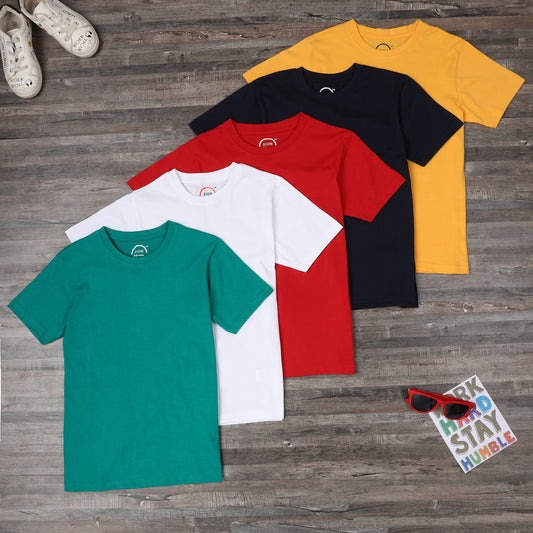 Zion Boys Solid Crew Neck T shirt Pack of 5