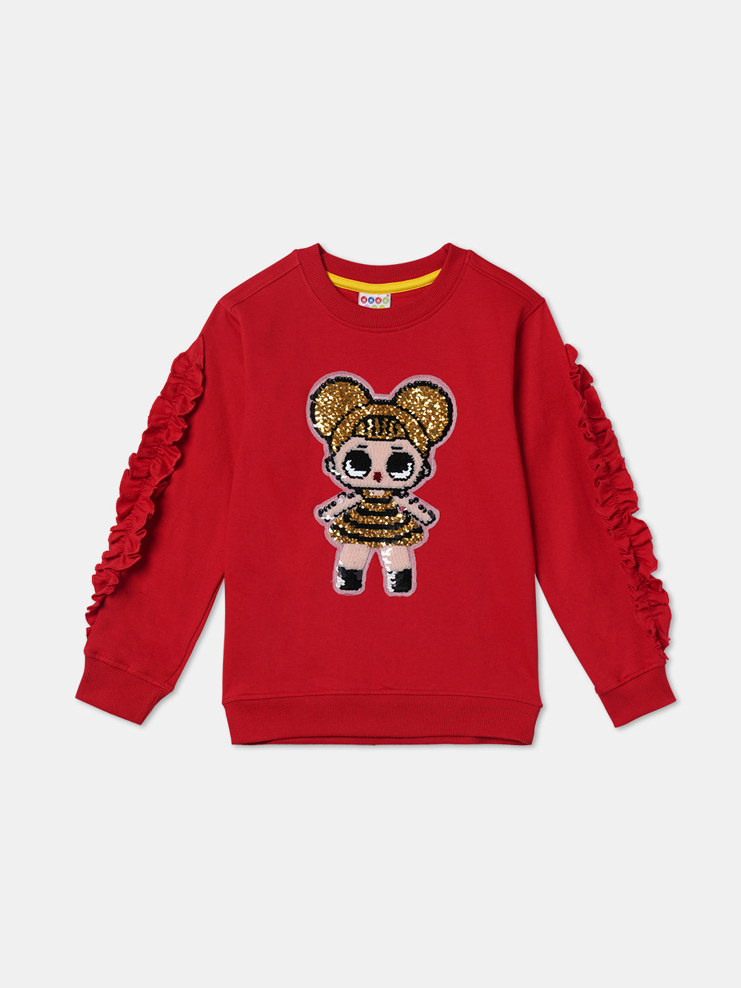 Zion Girls Cute Girl Sequinned Sweatshirt-Red