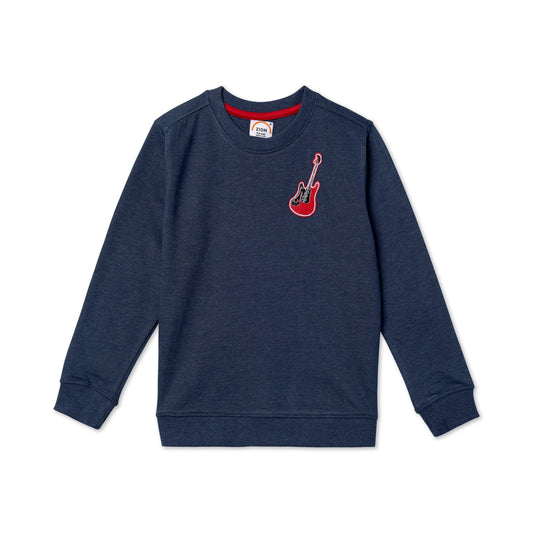 Zion Boys Sweatshirt with Applique Highlights-Navy Melange