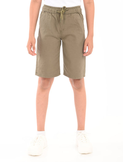 Zion Boys Cotton Bermuda Shorts Kneed Length - Olive