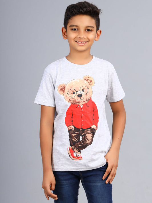 Zion Boys Graphic Printed Crew Neck T shirt-White