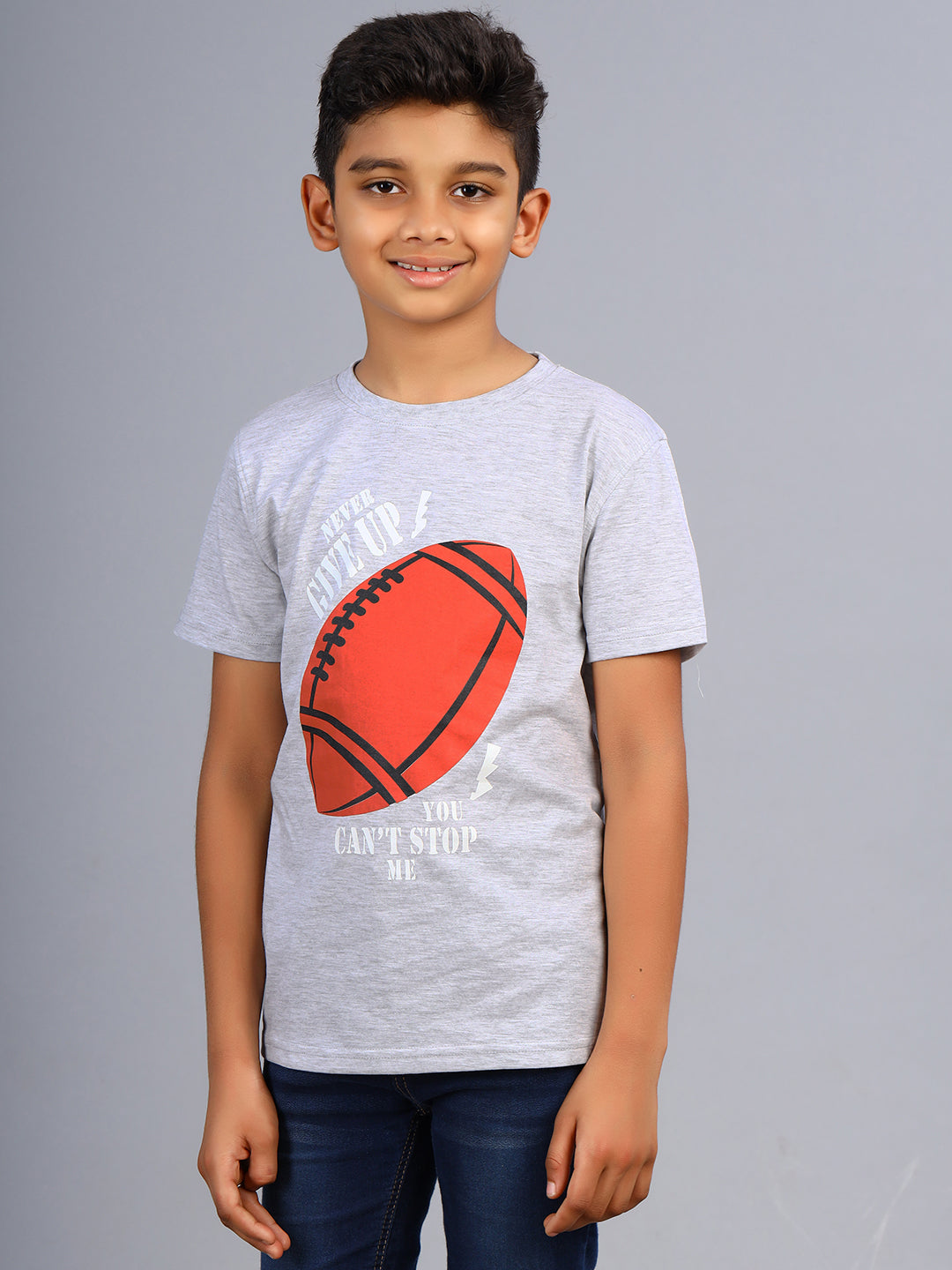 Zion Boys Graphic Print Crew Neck T shirt-White