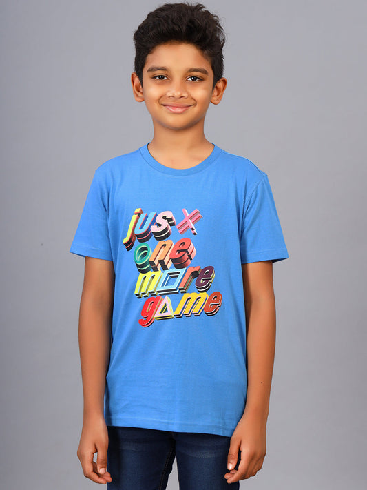 Zion Boys Crew Neck T shirt in Gaming Print-Deep Blue