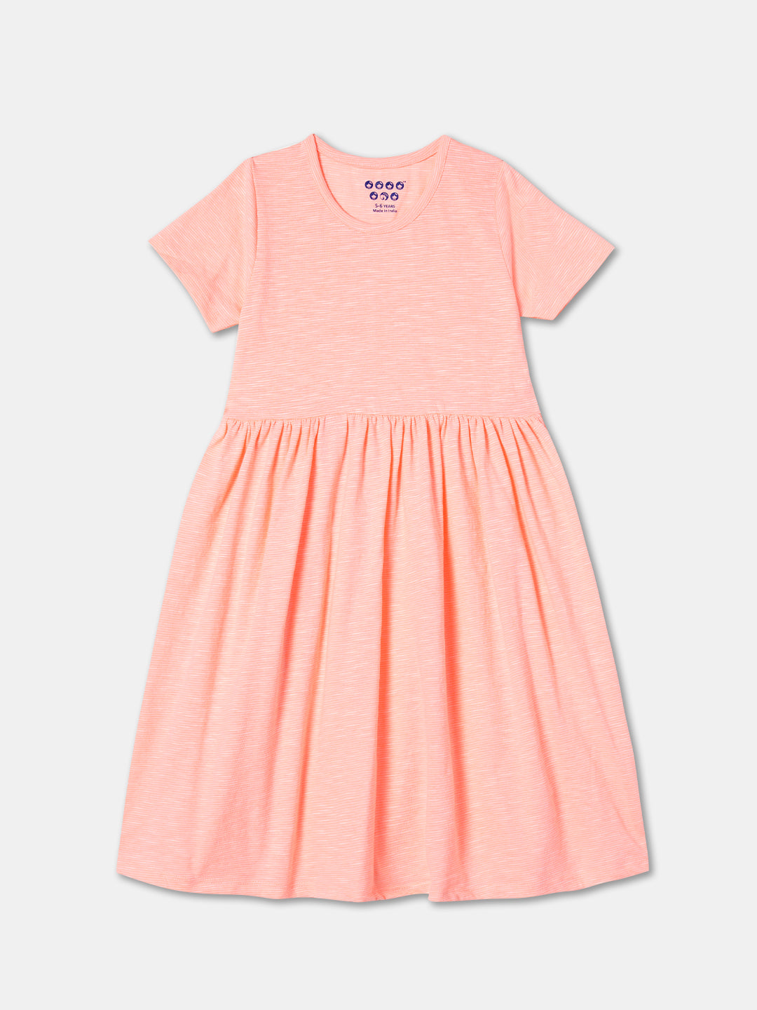 Zion Girls  Fit and Flare Jersey Dress.-Peach