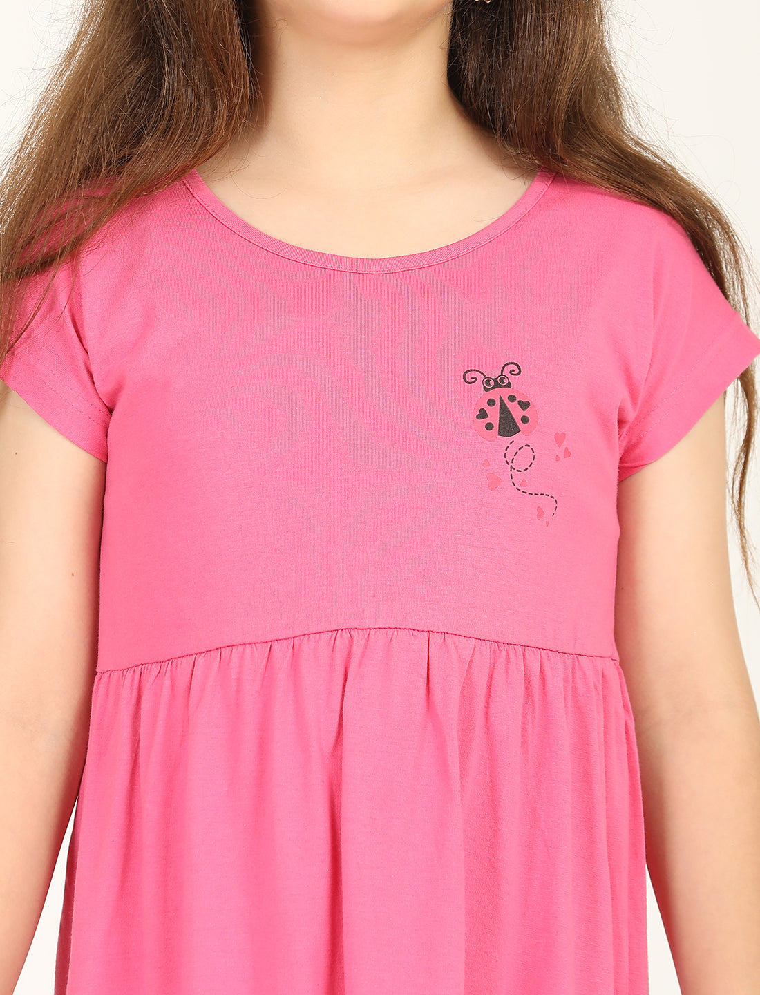 Zion Girls Rainbow print fit and Flare Dress-Dark pink
