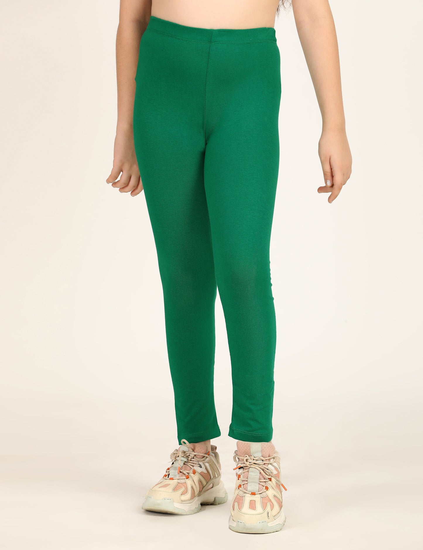 Zion girls 4 way Stretachable Cotton Lycra Ankle Length Leggings - Dark Green