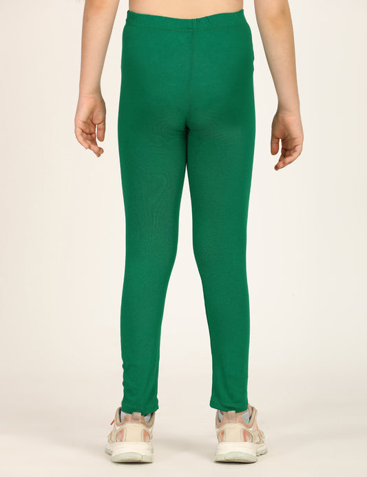 Zion girls 4 way Stretachable Cotton Lycra Ankle Length Leggings - Dark Green