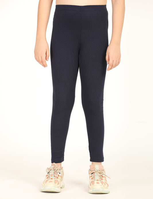 Zion girls 4 way Stretachable Cotton Lycra Ankle Length Leggings - Navy