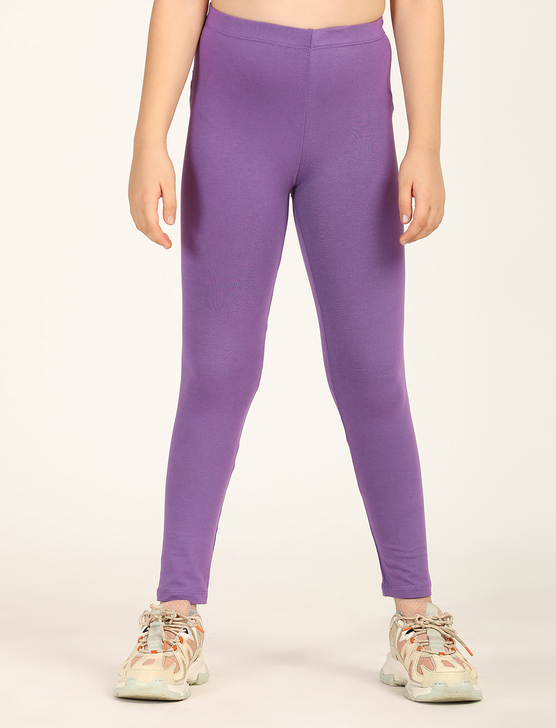 Zion girls 4 way Stretachable Cotton Lycra Ankle Length Leggings - Purple