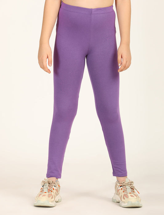 Zion girls 4 way Stretachable Cotton Lycra Ankle Length Leggings - Purple