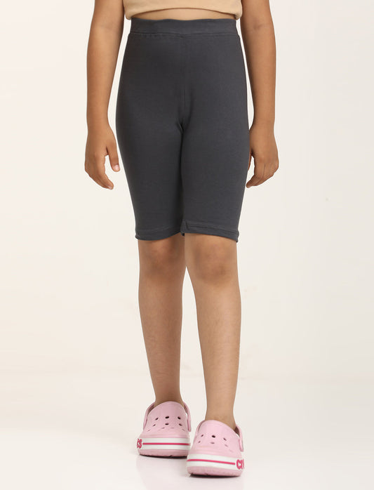 Zion Girls Tights - Thigh Length Knitted Shorts - 4 Way Stretchable - Dk Grey