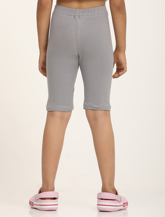 Zion Girls Tights - Thigh Length Knitted Shorts - 4 Way Stretchable - Lt Grey