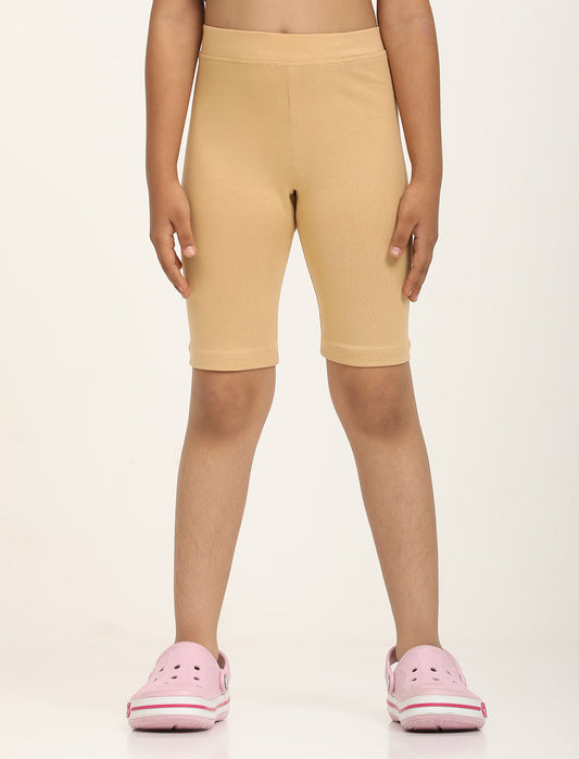 Zion Girls Tights - Thigh Length Knitted Shorts - 4 Way Stretchable - Nude