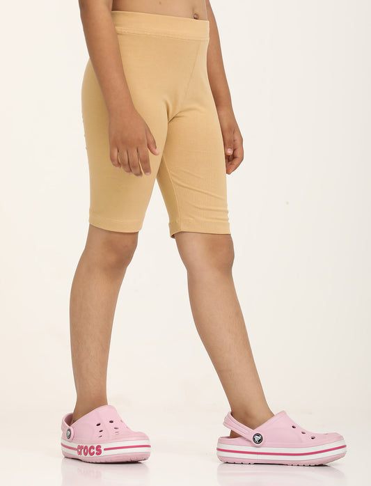 Zion Girls Tights - Thigh Length Knitted Shorts - 4 Way Stretchable - Nude