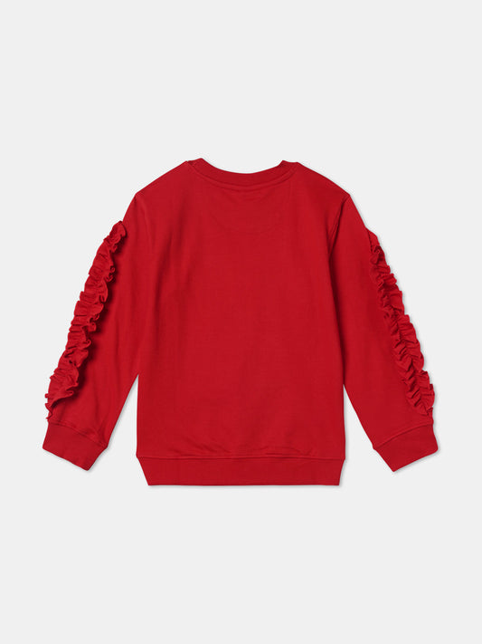 Zion Girls Cute Girl Sequinned Sweatshirt-Red