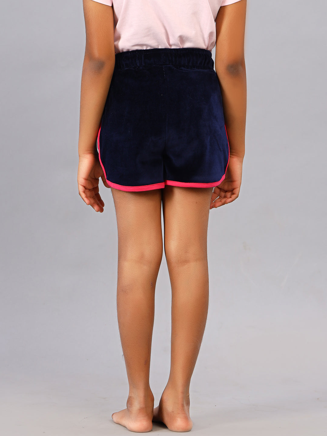 Zion Girls Knitted Shorts with Contrast Piping - Navy
