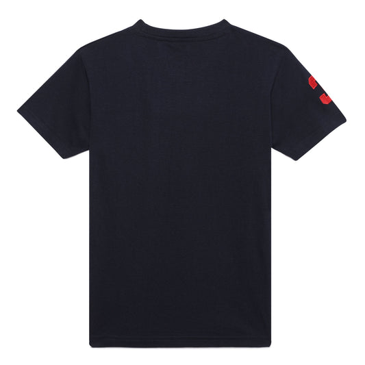 Zion Boys Crew Neck T shirt with Bull and Numeric embroidery-Navy