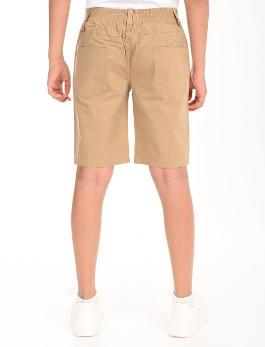 Zion Boys Cotton Camoflagued Military Printed Chino Shorts - Beige