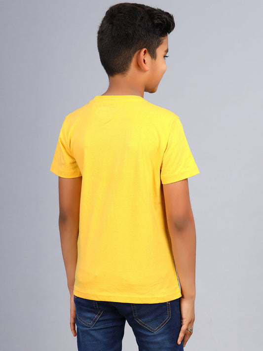 Zion Boys Crew Neck T shirt in Music System Print-Yellow