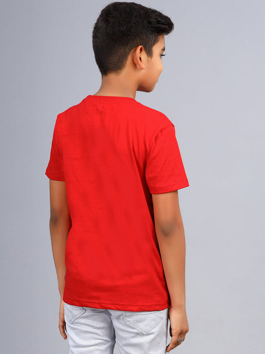 Zion Boys Graphic Printed Crew Neck T shirt-Red