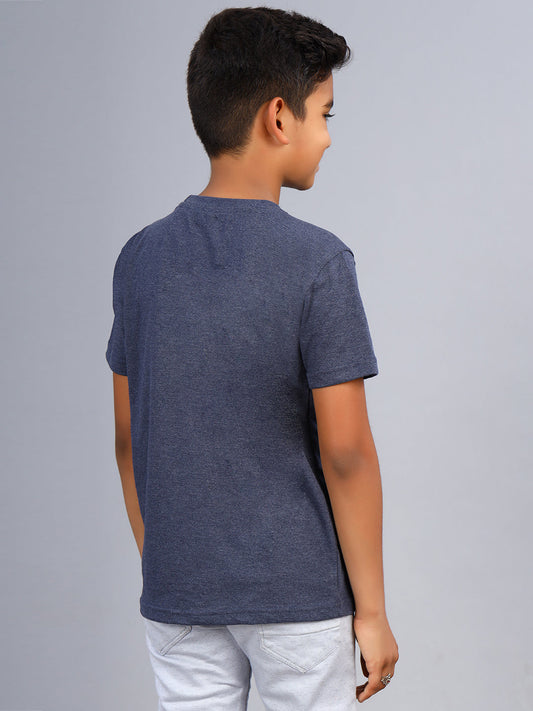 Zion Boys Graphic Print Crew Neck T shirt-Navy