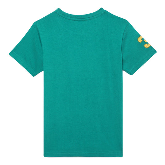 Zion Boys Crew Neck T shirt with Bull and Numeric embroidery-Green