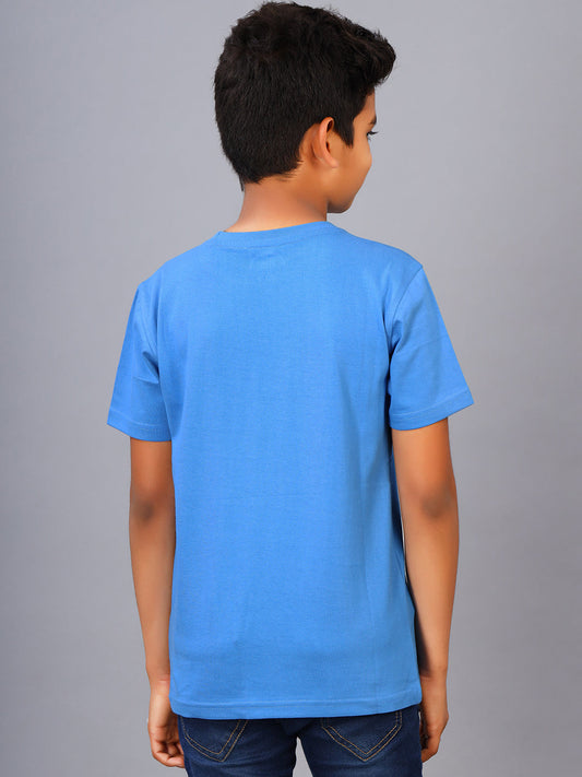 Zion Boys Crew Neck T shirt in Gaming Print-Deep Blue