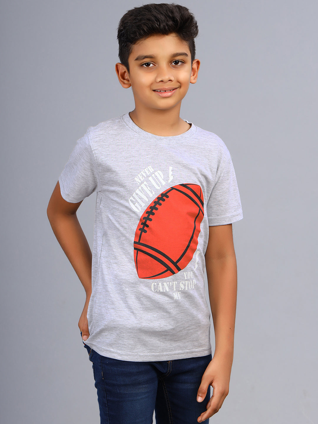 Zion Boys Graphic Print Crew Neck T shirt-White