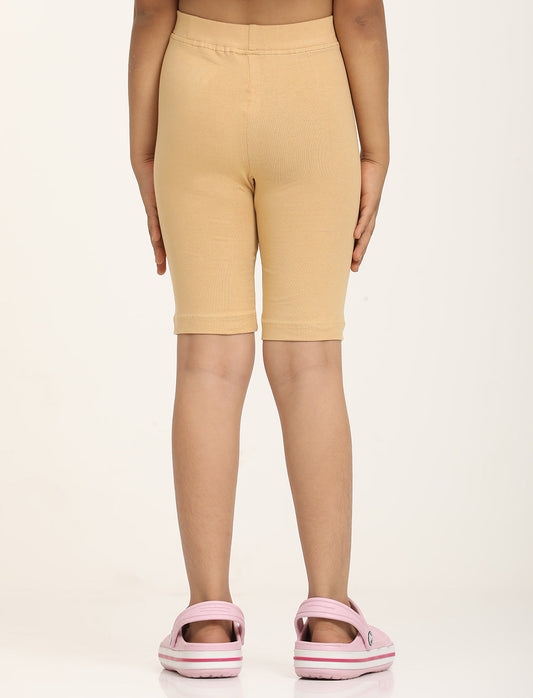 Zion Girls Tights - Thigh Length Knitted Shorts - 4 Way Stretchable - Pack of 3 (White, Black, Nude)