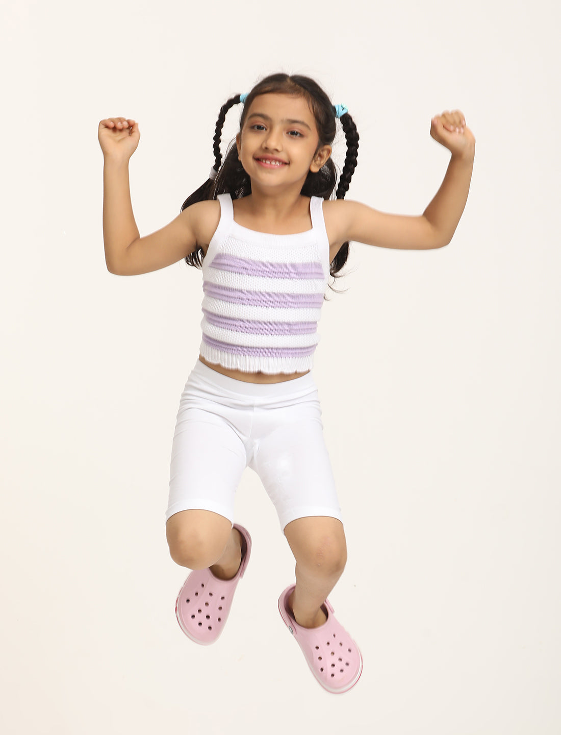 Zion Girls Tights - Thigh Length Knitted Shorts - 4 Way Stretchable - Pack of 3 (White, Black, Dark Grey)