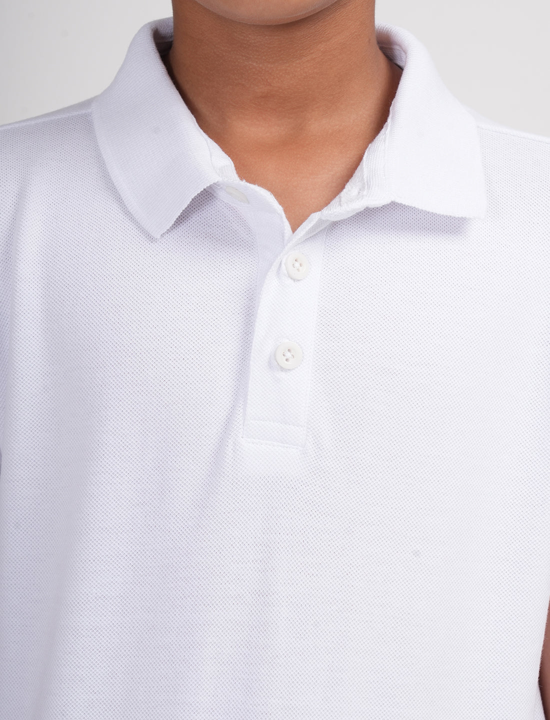 Zion Boys Solid Polo Neck T shirt - White