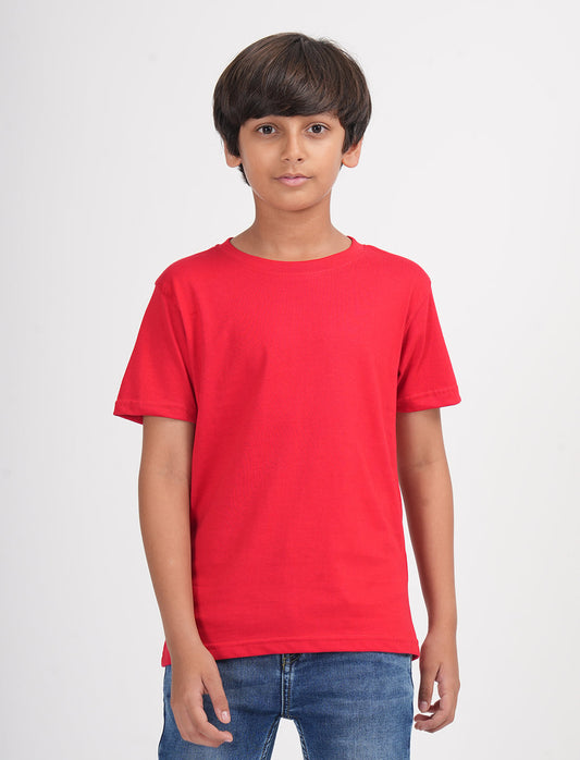 Zion Boys Solid Crew Neck T shirt-Red