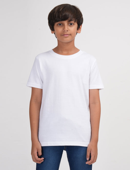 Zion Boys Solid Crew Neck T shirt-White