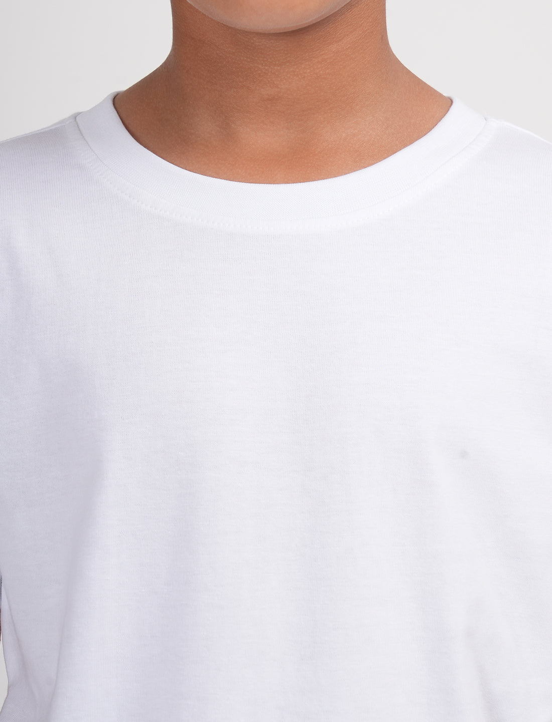 Zion Boys Solid Crew Neck T shirt-White