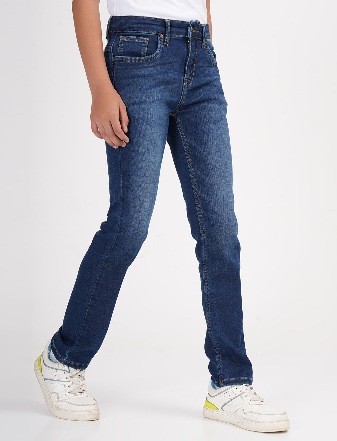 Zion Boys Super Soft Cotton Relaxed Solid Jeans-Blue