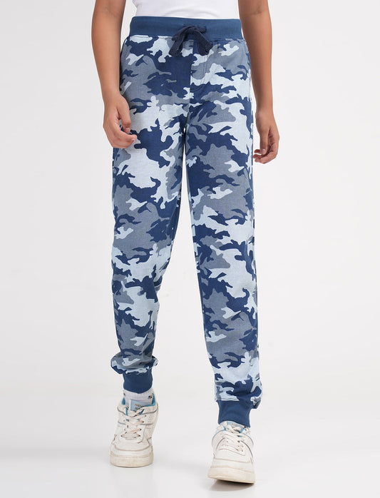 Zion Boys Camo Print Track Pants-Lt Blue