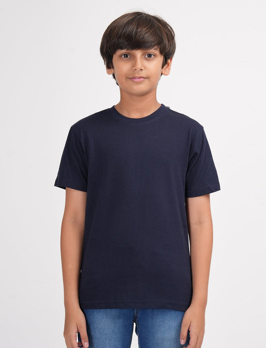 Zion Boys Solid Crew Neck T shirt-Navy