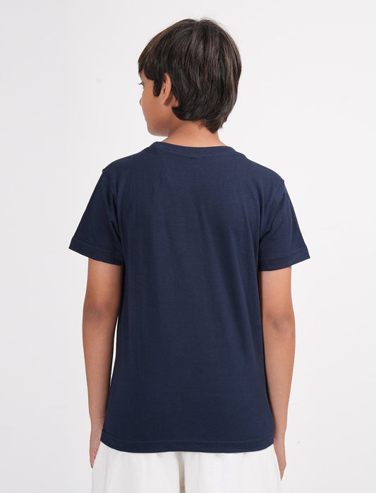 Zion Boys Half Sleeve Space Launch Graphic Printed T Shirt  - Navy