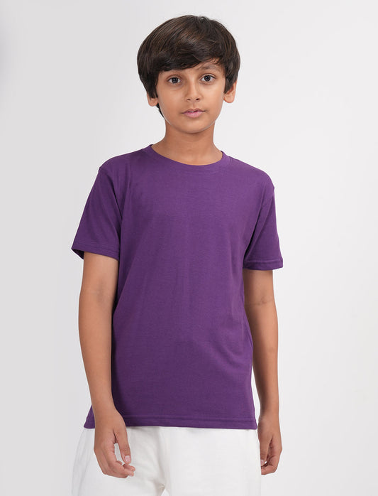 Zion Boys Solid Crew Neck T shirt - Purple