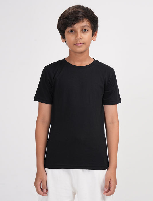 Zion Boys Solid Crew Neck T shirt - Black