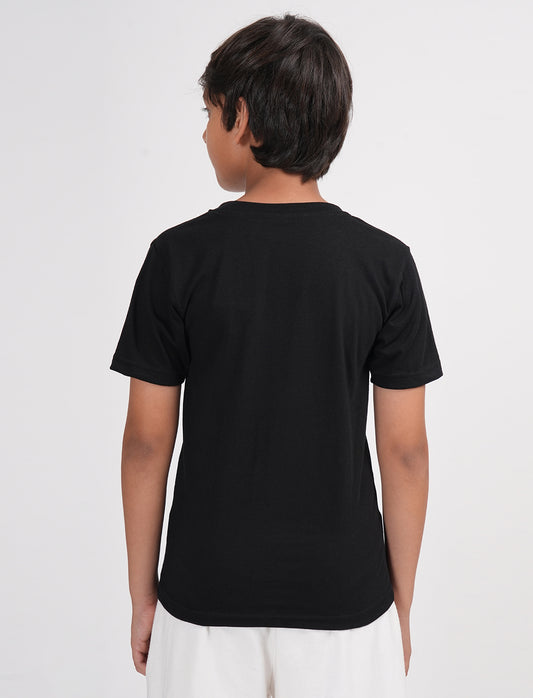 Zion Boys Solid Crew Neck T shirt - Black