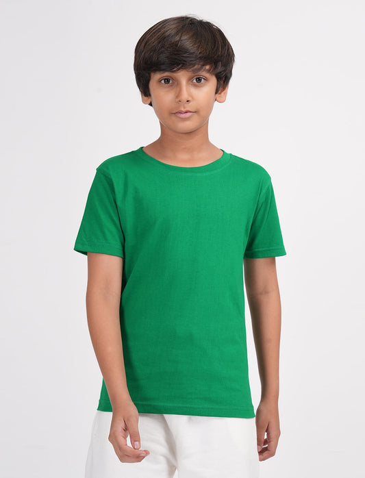 Zion Boys Solid Crew Neck T shirt-Green