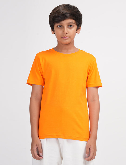 Zion Boys Solid Crew Neck T shirt - Orange