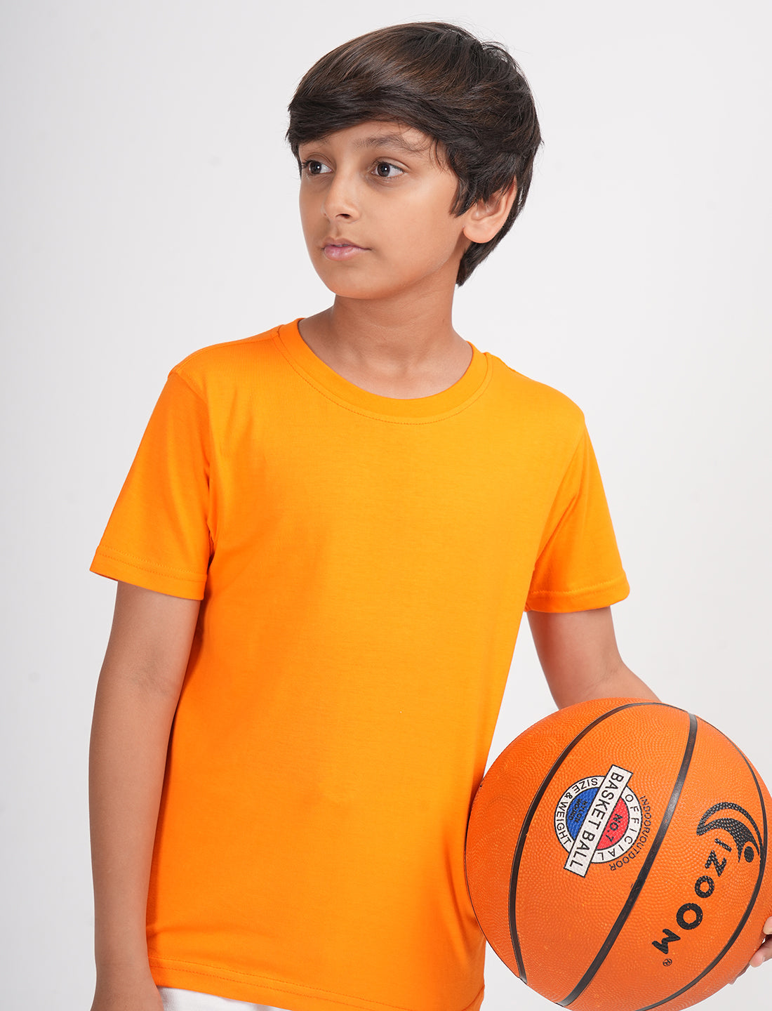 Zion Boys Solid Crew Neck T shirt - Orange